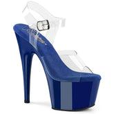 Pleaser Adore 708 Clear Royal Blue Platform Shoes
